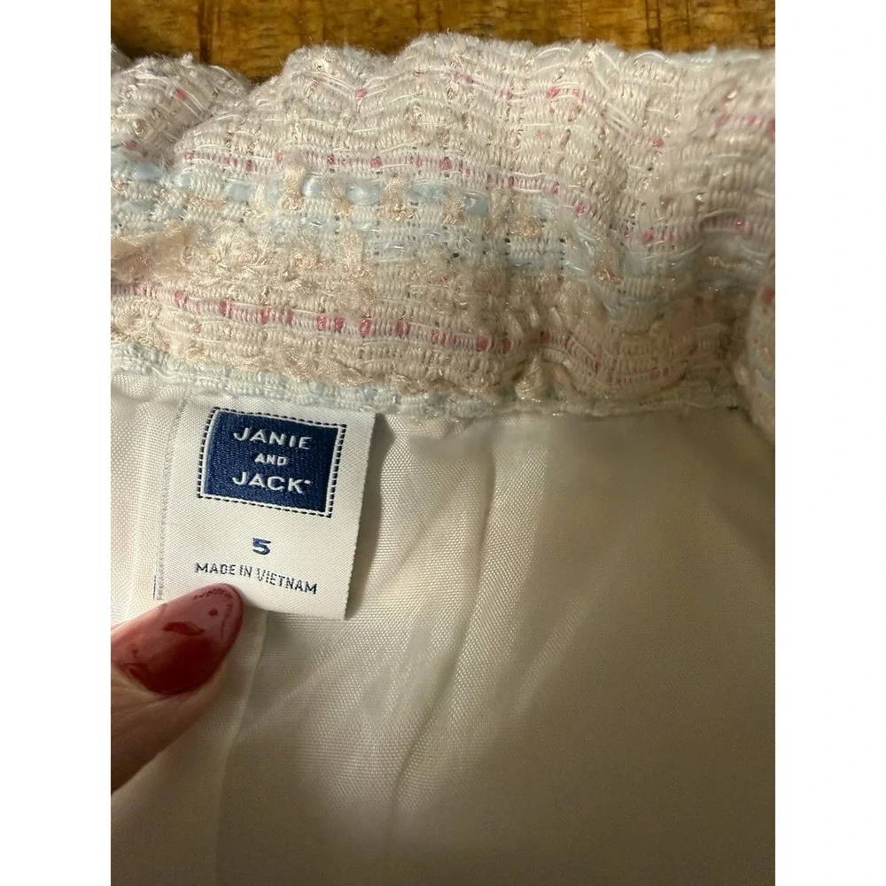 Janie and Jack Girls Boucle Tweed Shorts Size 5 Pink Blue Lined Dressy